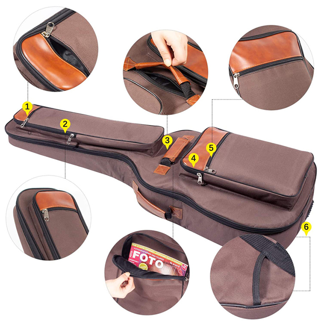 High Quality 40 41 42 Inches 6 Pockets Guitar Case Waterproof Designer Guitar Bag (EPZ-186)