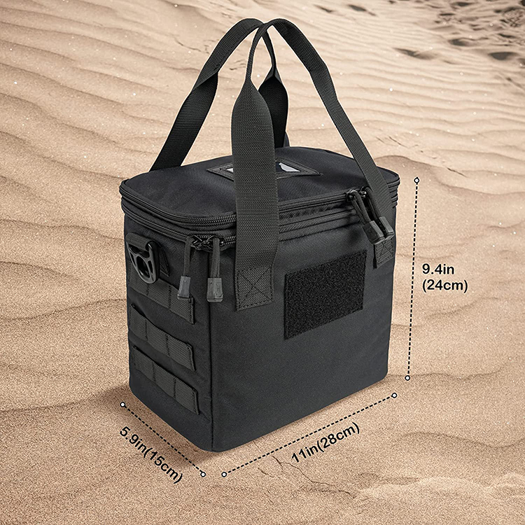 Well Designed Black Water-resistant Durable Tactical Ammo Bag Pistol Range Bag With 5 Removable Dividers