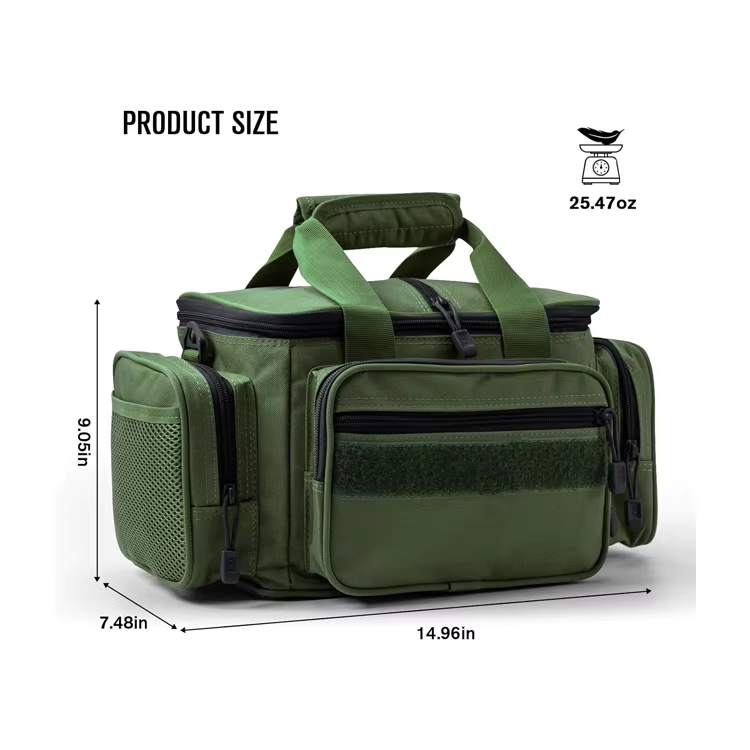 Water-Resistant Saltwater Fishing Bag Fishing Tackle Bag with Adjustable Shoulder Strap