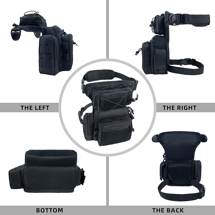 Multi-Purpose and Multi-Pocket Tactical Drop Leg Bag with Detachable Thigh Strap