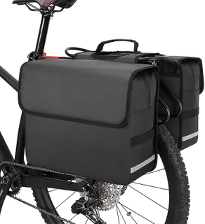 Bike Double Pannier Bags Waterproof Bicycle Rear Seat Panniers Pack with Reflective Stripe