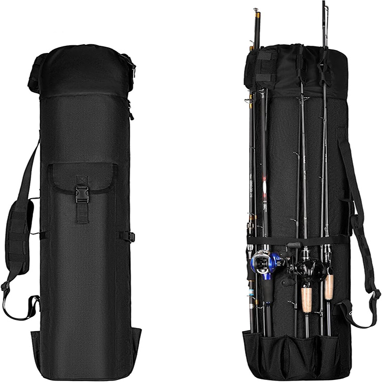 600D Oxford Multi-Purpose Waterproof Large Capacity Fishing Rod Bag with Zipper Closure for Travel Outdoor Baitcasting Spinning