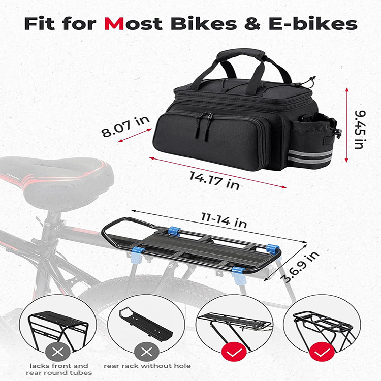 Waterproof Large Capacity Bike Pannier Bag with High-Frequency Welding for Shopping Commuting Touring Outdoor Travel