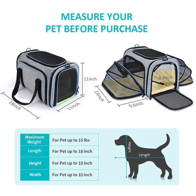 Premium Quality Airline Approved Expandable Foldable Soft-Sided Pet Carrier Bag(EPZ-302)