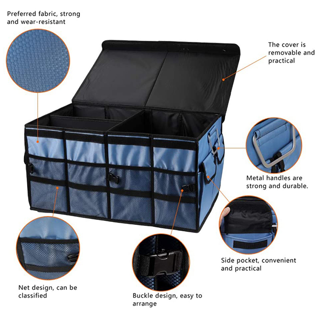 Factory Direct Portable Multi Compartments Foldable Car Trunk Organizer(EPZ-184)
