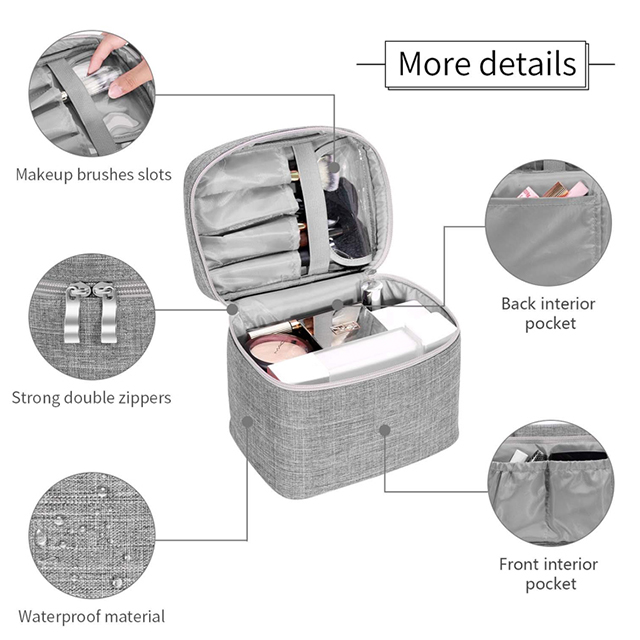 Wholesale Travel Large Make Up Woman Cosmetic Bags with Mesh Bag Brush Holder(EPZ-448)