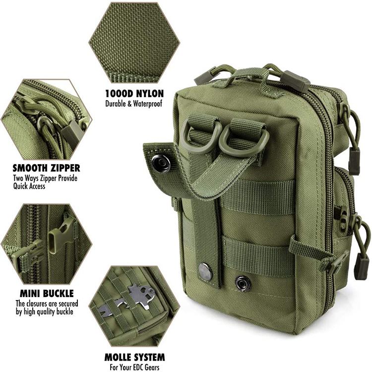 High Design Green 1000D Nylon Durable Tactical Molle Pouch Bag For Outdoor Hunting Camping