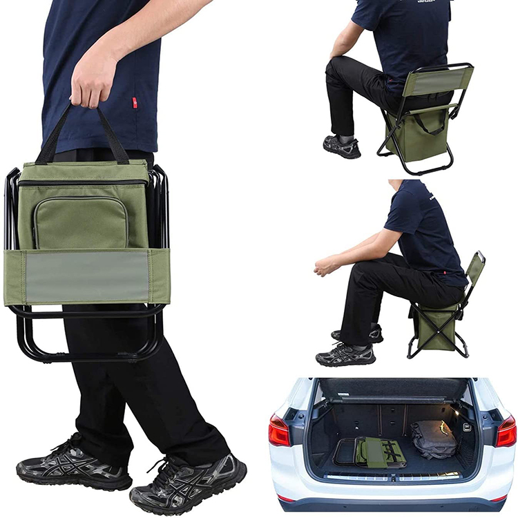 Newest Design Outdoor Portable Folding Fishing Chair Seat Bag With Insulated Picnic Bag