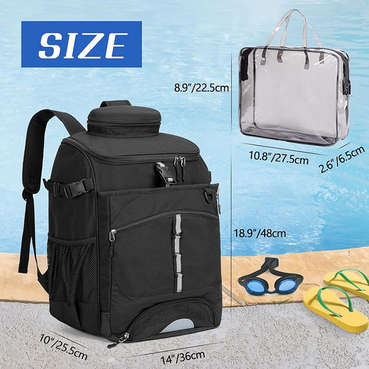 New Design Large Capacity Swim Backpack with Additional PVC Transparent Bag and Separate Shoe Space