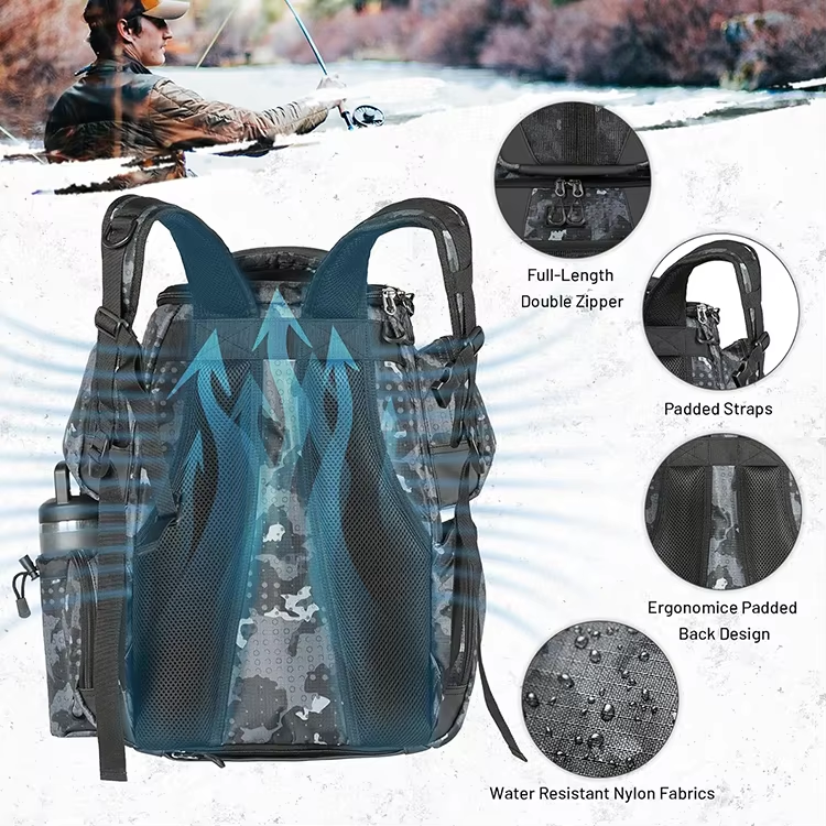 Water Resistant Hevy Duty 48L Fishing Box & Bags for 4 Trays with Rain Cover