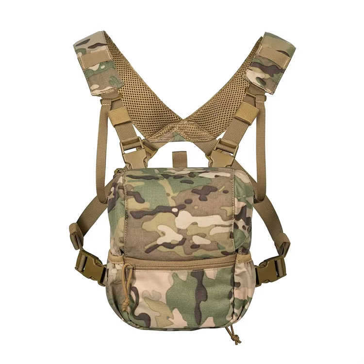Camouflage Hunting Bino Harness Binocular Storage Chest Pack with Rain Cover And Solf Interior