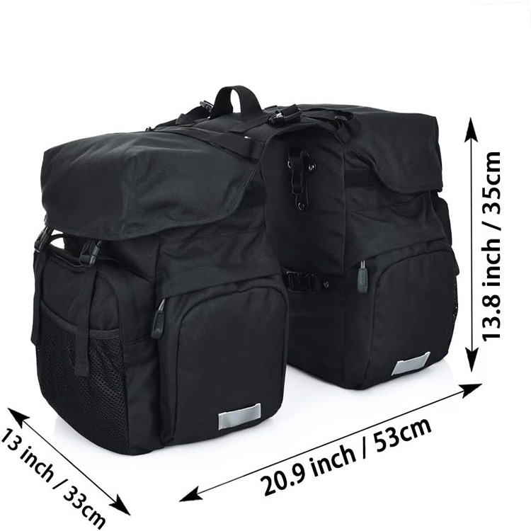 Stylish Design 50L Waterproof Bicycle Commuting Saddle Bags with Rain Cover for Bicycle Rear Rack