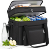 Double-Deck Large Capacity Insulated Cooler Bag with Separate Compartments for Hot Cold Food Camping Picnic Grocery