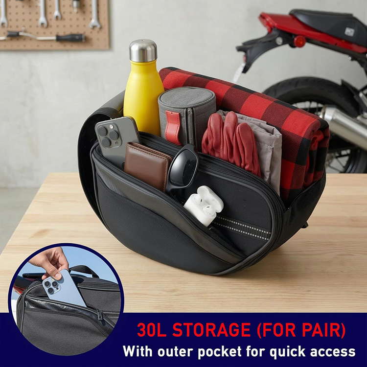 Expandable Waterproof Large Capacity Motorcycle Saddle Bag with Quick Release System for Touring Travel 