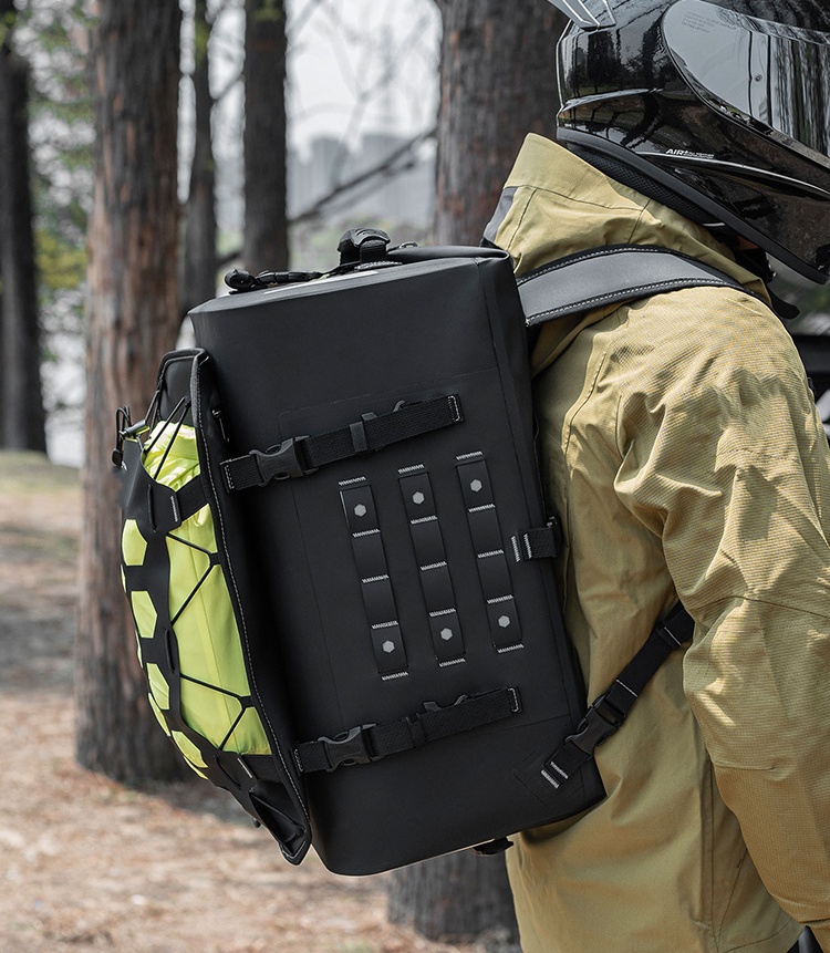 Motorcycle Rear Seat Bag, Travel Gear, Luggage Pack, Storage Pannier, Waterproof Backpack, Dual Shoulder Hardcase Tail Bag