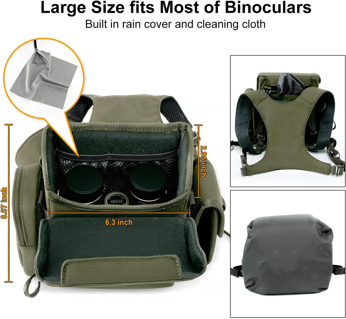 Nylon Lightweight Waterproof Tactical Chest Pack with Padded Adjustable Harness Straps for Hunting Bird Watching Shooting