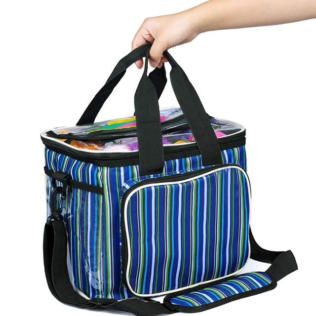 New Product High Capacity Striped Yarn Storage Tote Roomy Interior Knitting Bags(EPZ-502)