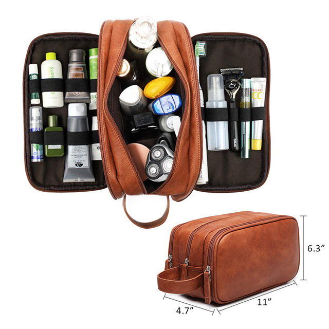 Hot Sell Large Capacity Waterproof Leather Toiletry Bag with Sturdy Handle(EPZ-225)