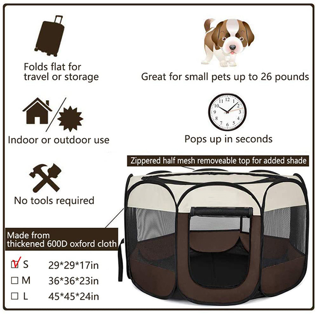Portable Foldable Pet Playpen with Water Resistant and Removable Shade Cover(EPZ-605)