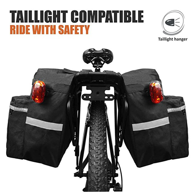 Best Sell Large Pockets Adjustable Hooks Reflective Trim Pannier Bags for Bicycles(EPZ-113)