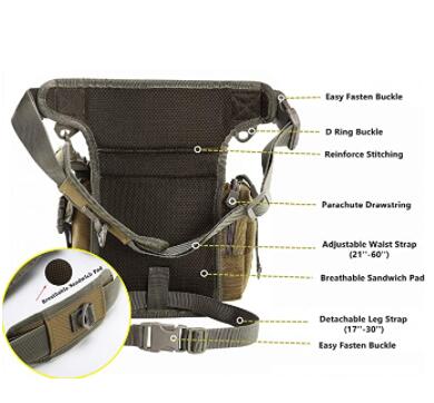 Hot Selling Outdoor Tactical Utility Waist Pack Leg Pouch Thigh Bag for Hunting Hiking Fishing