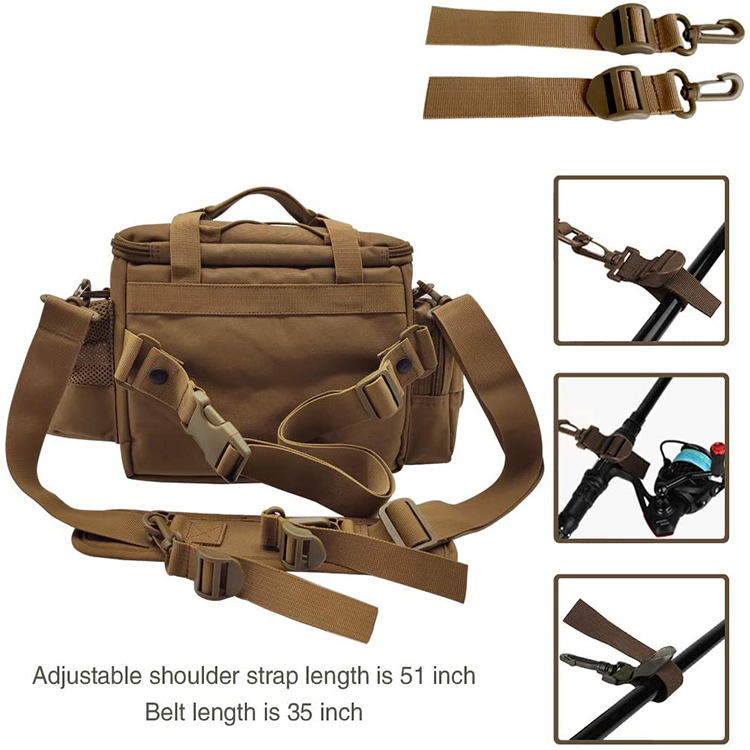 Well Designed Large Capacity Saltwater Resistant Fishing Tackle Storage Bag With Rod Holder