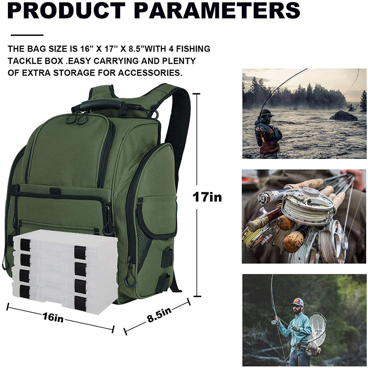 New Trend Product Water-Resistant Outdoor Large Capacity Fishing Tackle Storage Backpack