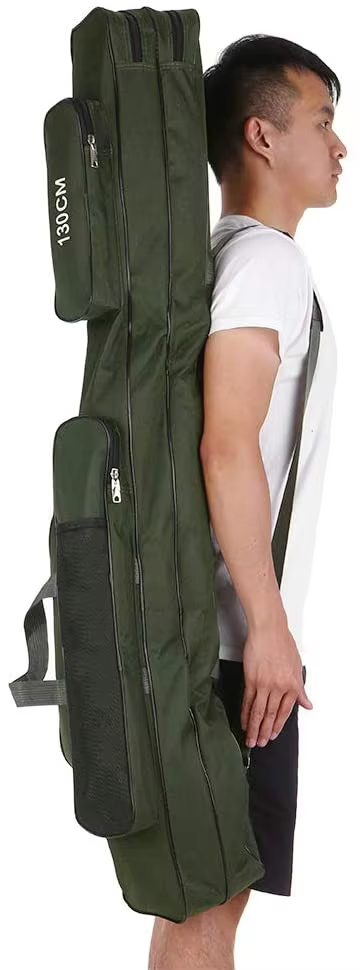 Water-resistant 3 layer Army Green Large Capacity Fishing Rod Reel Storage Bag