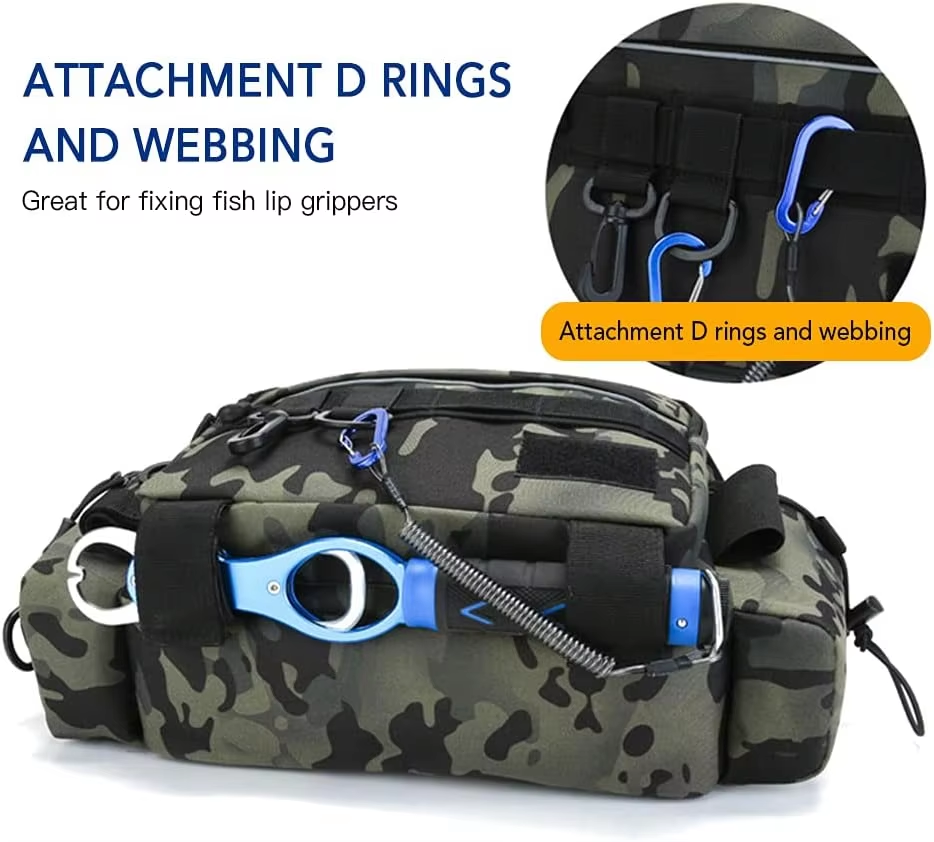 Functional Waterproof Multi-pockets Fishing Waist Bag Fishing Fanny Pack with Rod Holder