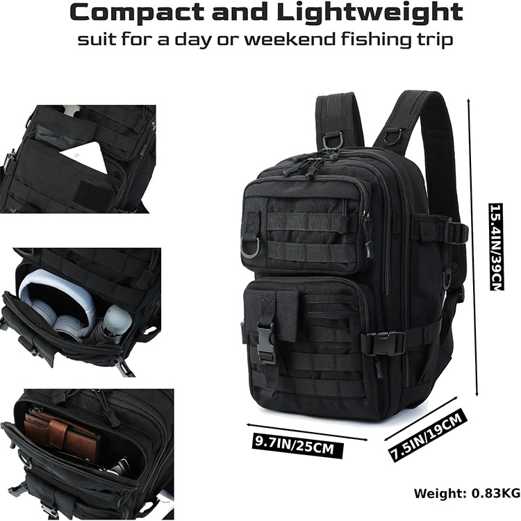Durable 1000D Waterproof Polyester Tactical Fishing Tackle Backpack with MOLLE System Organized for Outdoor Gear Storage 