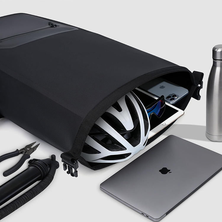 Waterproof Roll-Top Bike Pannier Bag with Reflective Details for Cycling Commuting Touring Travel