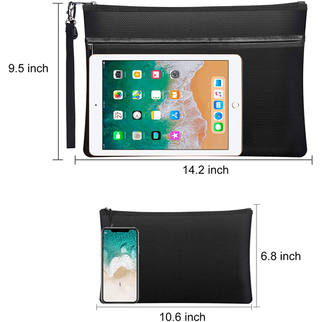 High Quality Two Pockets Waterproof Fireproof Money Bag for Documents Cash(EPZ-297)