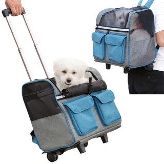 Amazon Hot Selling Durable Portable Cat Luggage Bag Pet Rolling Carrier(EPZ-303)