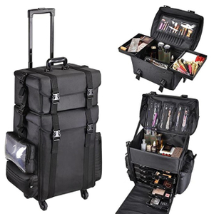 China Supplier 2 in 1 Soft Sided Rolling Makeup Case Trolley Make Up Case(EPZ-005)