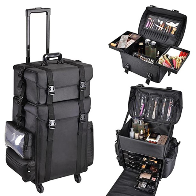 China Supplier 2 in 1 Soft Sided Rolling Makeup Case Trolley Make Up Case(EPZ-005)