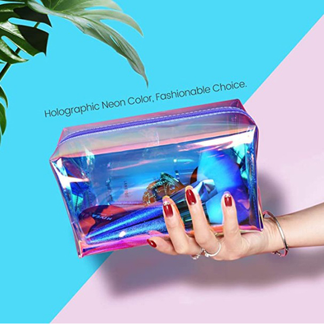 Hot Sell Clear Cosmetic Pouch Toiletry Organizer Holographic Cosmetic Bag(EPZ-039)