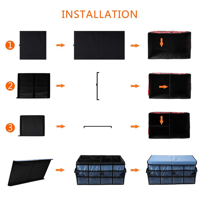 Factory Direct Portable Multi Compartments Foldable Car Trunk Organizer(EPZ-184)