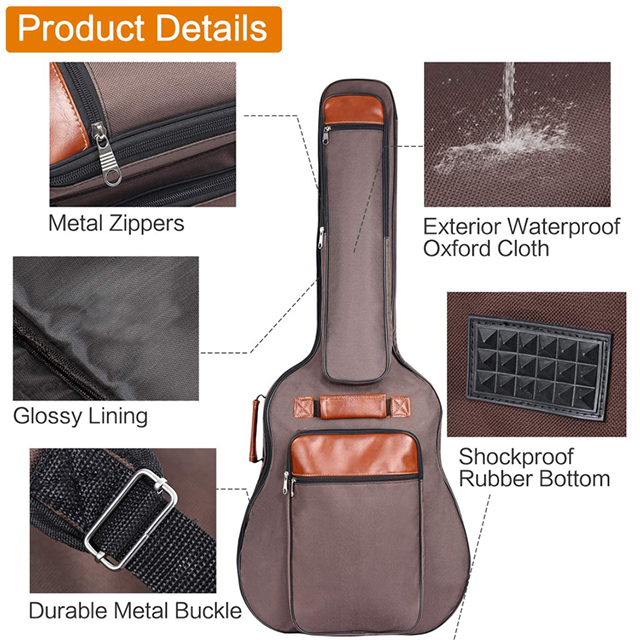 High Quality 40 41 42 Inches 6 Pockets Guitar Case Waterproof Designer Guitar Bag (EPZ-186)