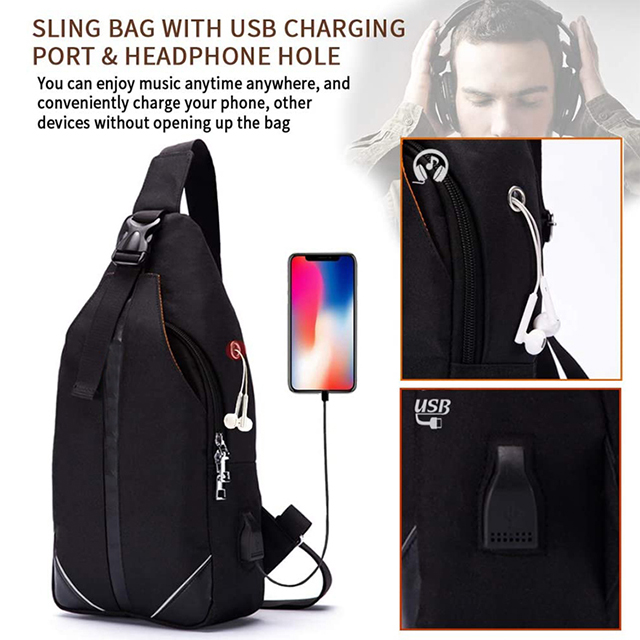 Amazon Hot Selling Crossbody Backpack Sling Bag Men with USB Charging Port(EPZ-454)