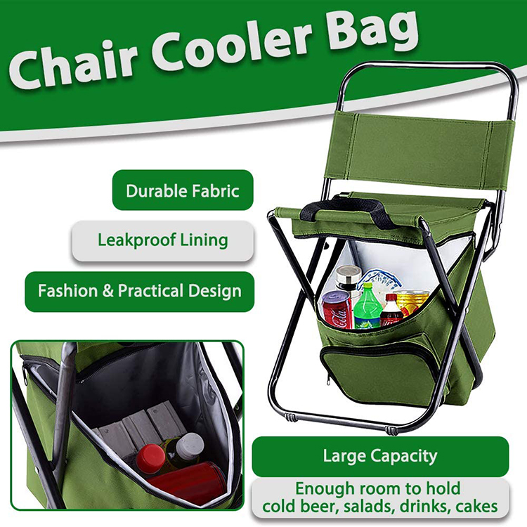 Newest Design Outdoor Portable Folding Fishing Chair Seat Bag With Insulated Picnic Bag