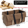 Best Selling Durable Large 22 oz Waxed Canvas Fire Wood Holder Tote Bag with Adjustable Shoulder Strap