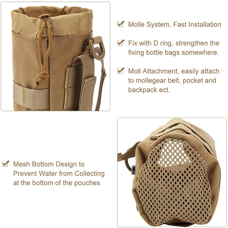 New Updating Durable Small Tactical Drawstring Outdoor Hunting Water Bottle Holder Pouch Bag