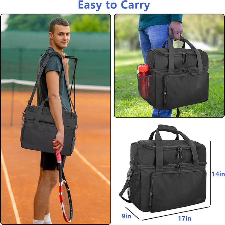 Heavy Duty Design 2 Balls Compartment Bowling Ball Bag with Waterproof and Breathable Shoe Compartment
