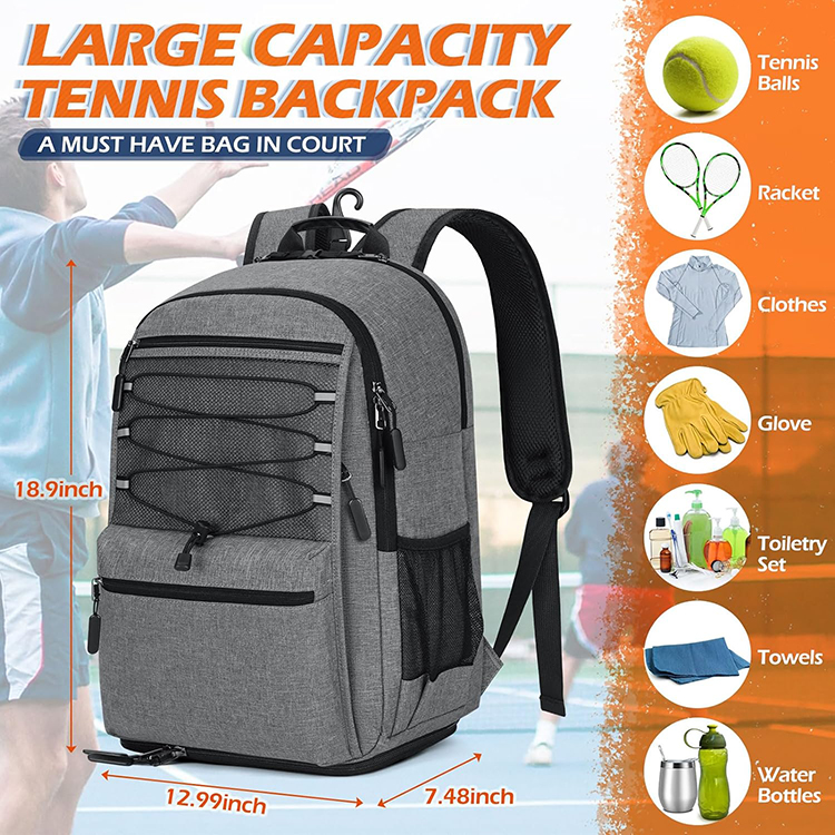 Well Designed Versatile Tennis Racket Bags Holds 2 Rackets with Insulated Pocket Ventilated Shoe Compartment