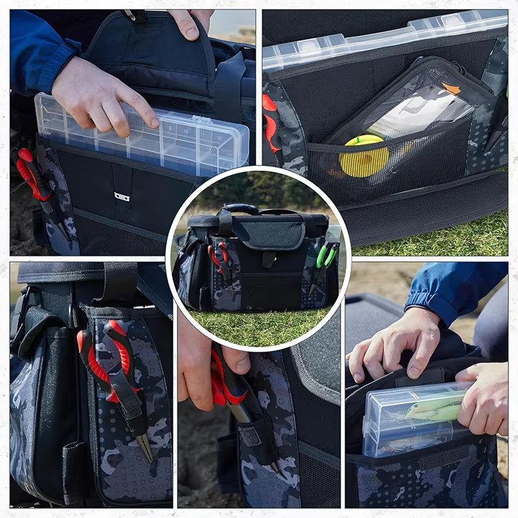 Water Resistant Extra Large Fit 7 3700 Tackle Boxes Fishing Box Bags With EVA Top Cover