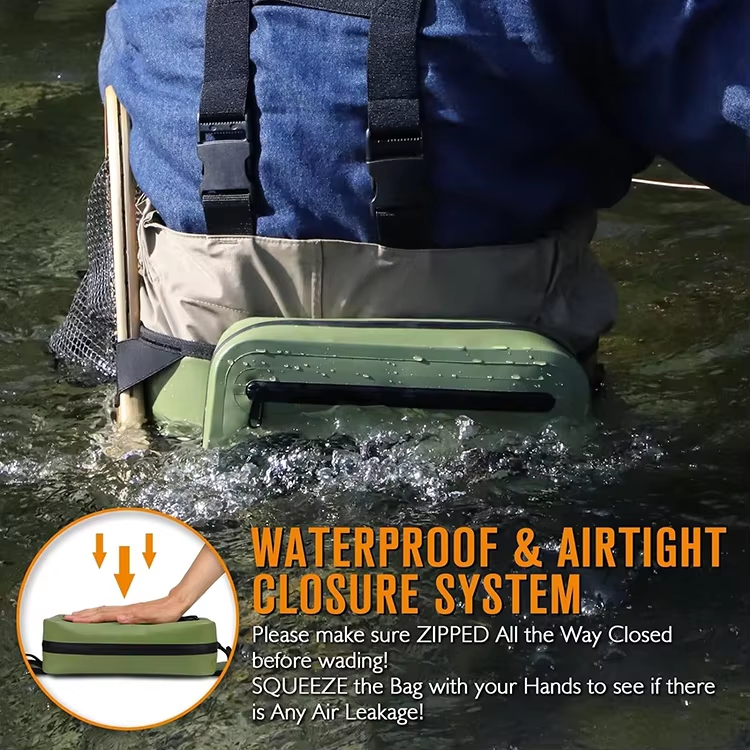 Waterproof Fly Fishing Fanny Pack TPU Fishing Bag with Airtight Zipper and Adjustable Strap