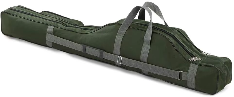 Water-resistant 3 layer Army Green Large Capacity Fishing Rod Reel Storage Bag