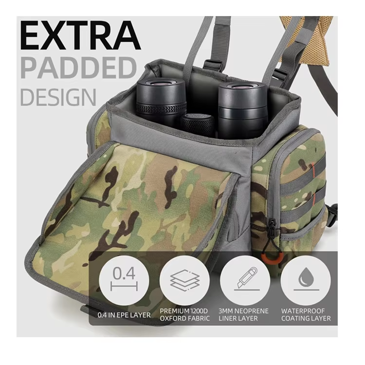 Adjustable Durable Camouflage Hunting Chest Bag Binocular Harness With Rain Cover
