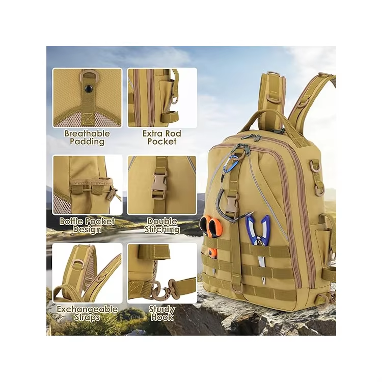 Heavy Duty Tackle Bag Fishing Large Capacity Customized Fishing Backpack
