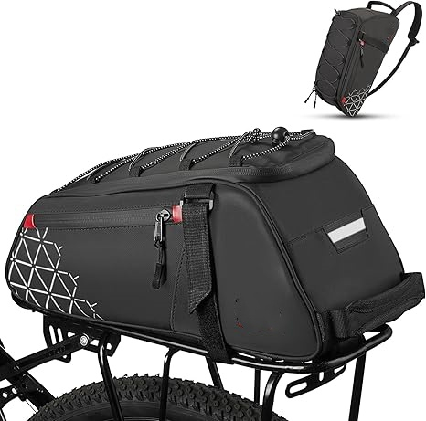 Rear Bike Rack Bag - 8L PVC Water Resistant Ebike Bags for Bicycle Rear Rack, Bicycle Trunk Pannier for Cycling